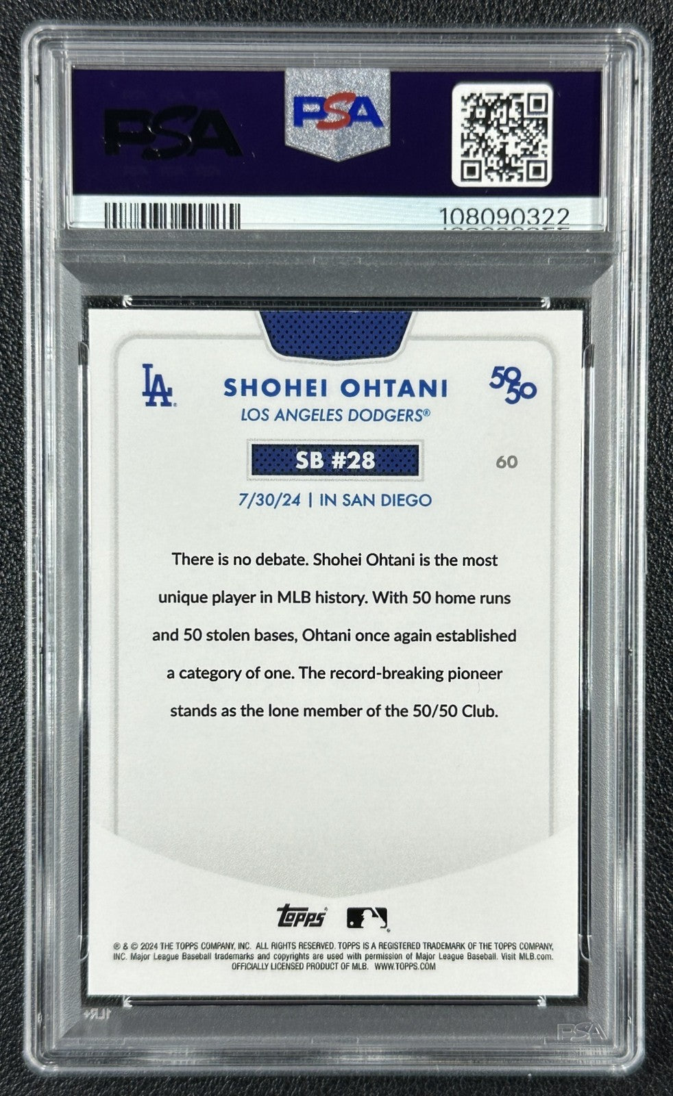 Topps 2024 Chrome Shohei Ohtani Orange Refractor #60 PSA 10