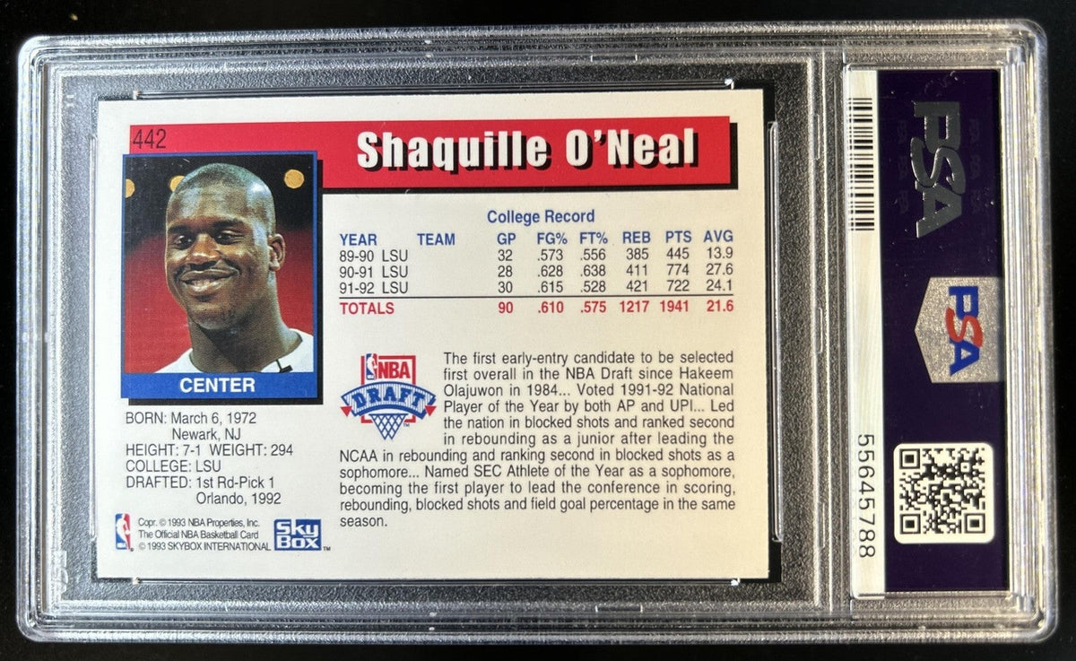 Hoops 1992-93 Shaquille O'Neal Rookie Card #442 PSA 10