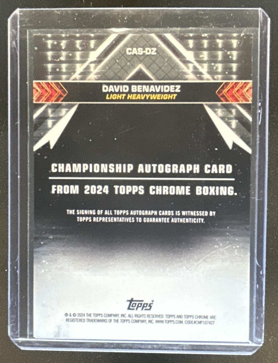 Topps 2024 Chrome David Benavidez Championship Auto #CAS-DZ