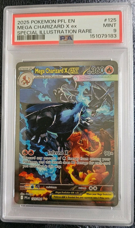 Pokémon Phantasmal Flames Mega Charizard X ex Card PSA 9